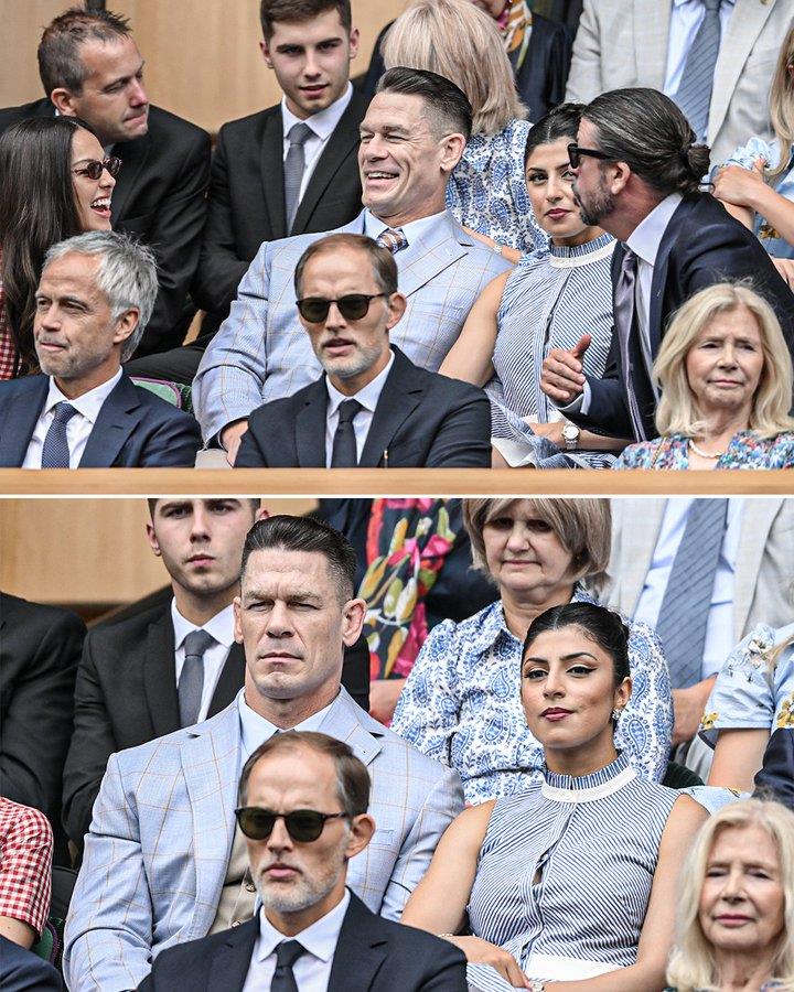 Bức ảnh tuyệt đẹp! Tuchel và ngôi sao WWE Cena đã xem trận đấu Wimbledon ở hàng ghế đầu và hàng ghế sau
