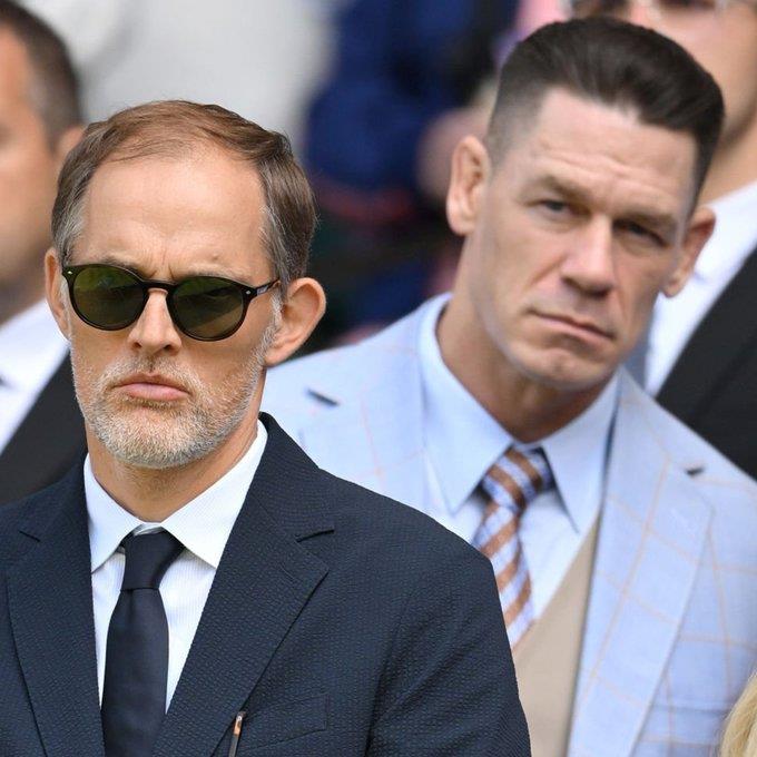 Bức ảnh tuyệt đẹp! Tuchel và ngôi sao WWE Cena đã xem trận đấu Wimbledon ở hàng ghế đầu và hàng ghế sau